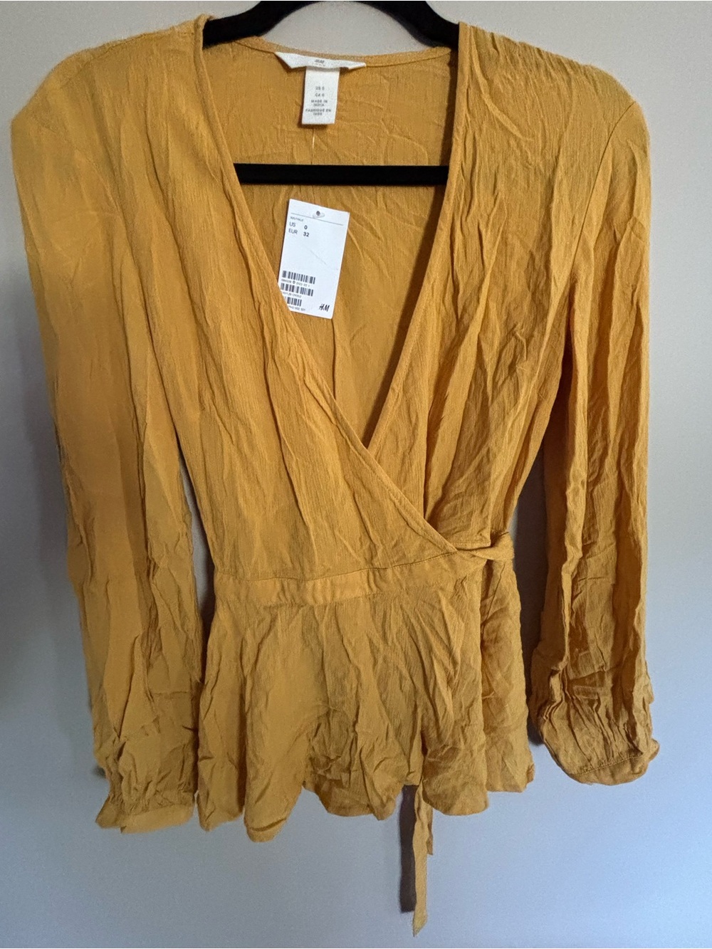 H&M Mustard Yellow Wrap Blouse